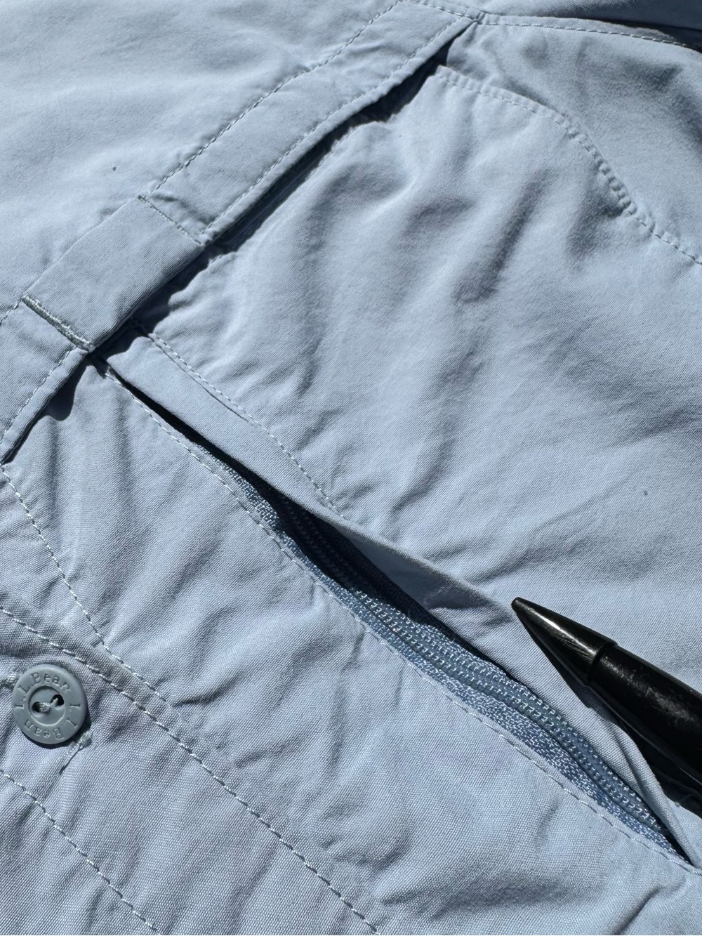 LL Bean Shirt Womens L - blue Button Up Outdoors Fishing Vented Hiking Camping - Picture 7 of 12